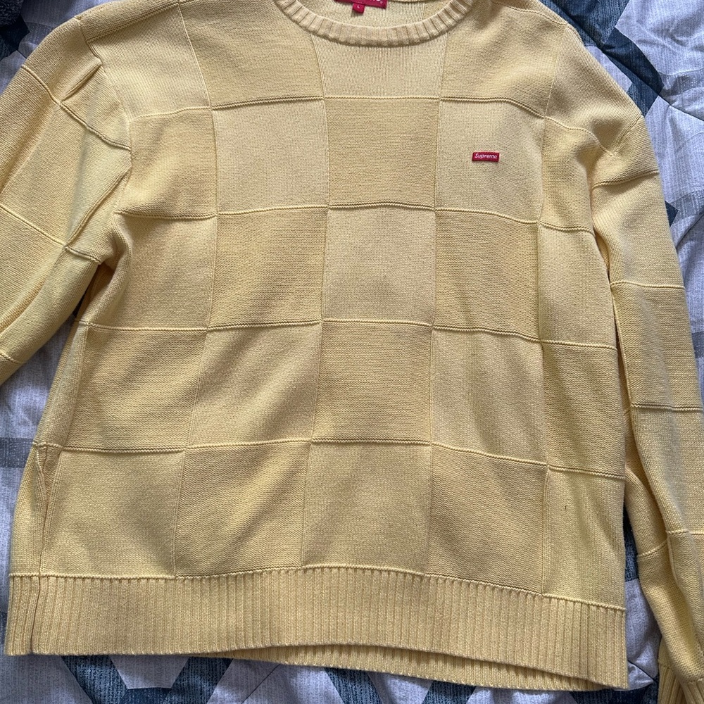 Supreme Yellow Crewneck Sweater with Textured Design